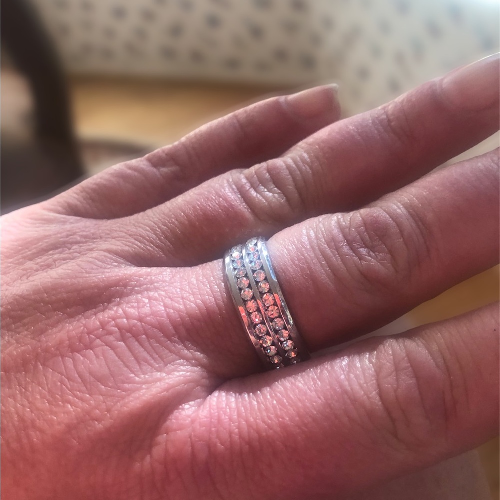 Silver Stainless Steel and CZ Ring - Picture 2 of 5